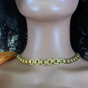 Monet Vintage Square Link Gold Tone Necklace